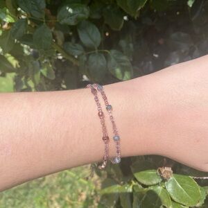 Elegant Pink and Blue Beaded Bracelet